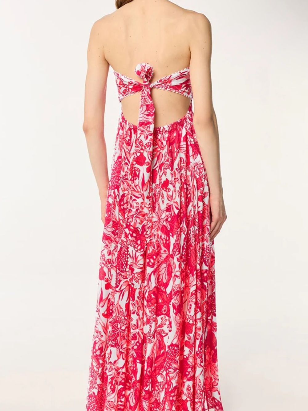 Poupette St. Barths: Pink Floral Halter Strap Maxi Dress - Picture 2 of 3